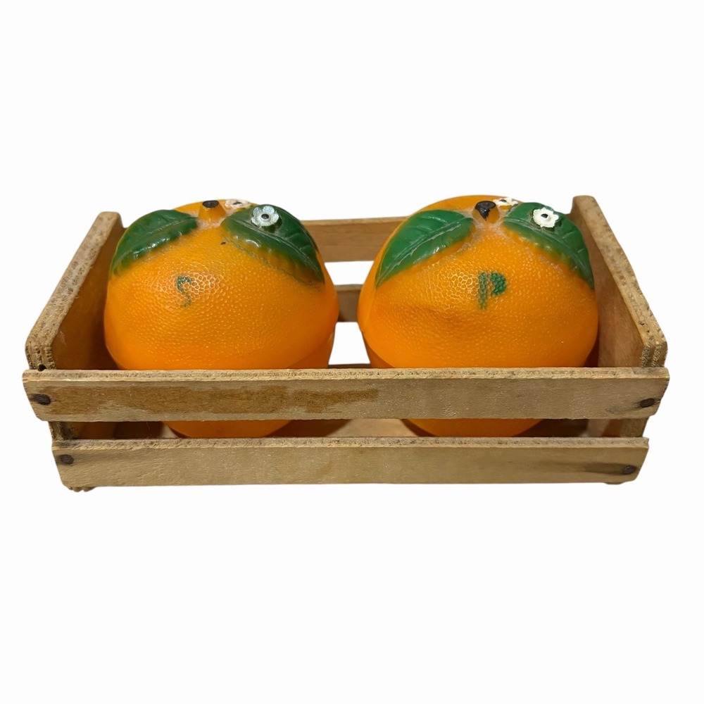 Vintage Florida Oranges In Crate Salt And Pepper‎ Shakers 5.25" Inch Hong Kong